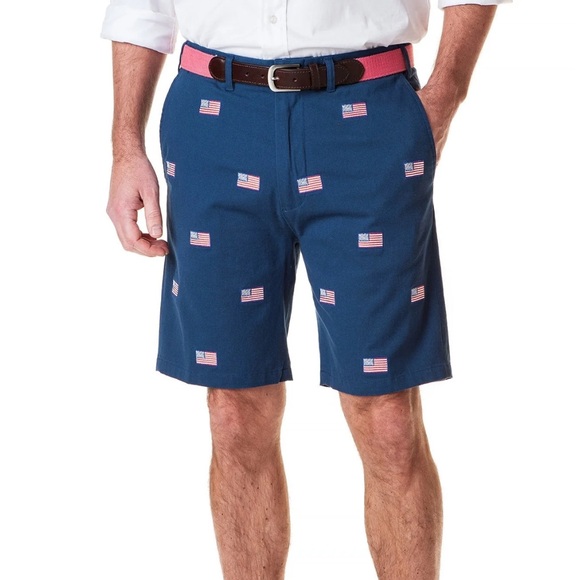 Castaway Other - Castaway Nantucket Island embroidered American flag shorts